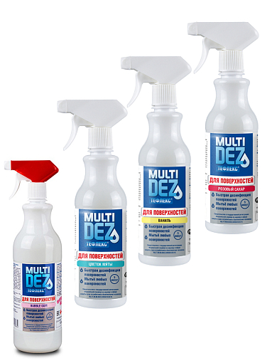 Мультидез, набор №4 Тефлекс для дезинфекции и мытья поверхностей (4 шт по 500 мл)