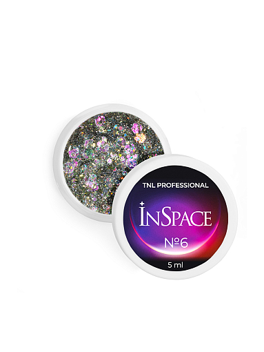 TNL, InSpace - гель для дизайна, светоотражающий с голографическим глиттером №06, 5 мл