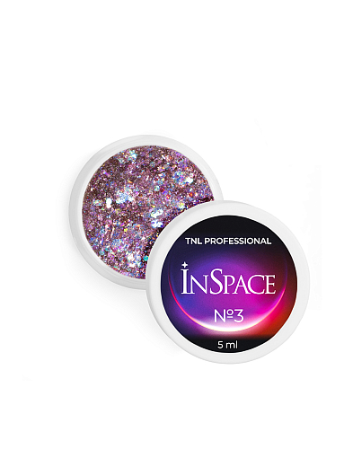 TNL, InSpace - гель для дизайна, светоотражающий с голографическим глиттером №03, 5 мл