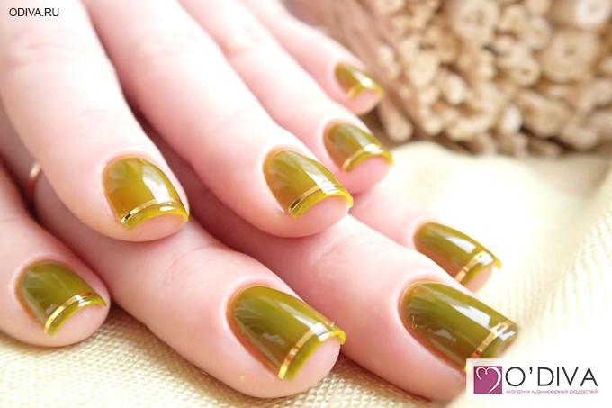 Маникюр зеленый чай Лента для дизайна ногтей (LA gold #1)