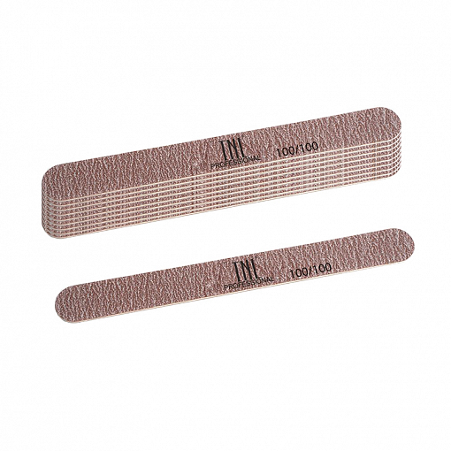 TNL, набор пилок для ногтей тонкая 100/100 улучшенное качество (деревян.основа, коричневые), 10 шт