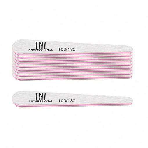 TNL, набор пилок для ногтей зауженная mini 100/180 высокое качество (серые), 10 шт