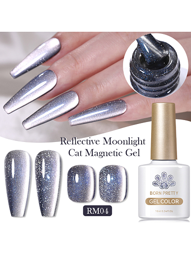 Born Pretty, Moonlight Reflective Cat Magnetic Gel - светоотражающий магнитный гель-лак RM04, 10 мл