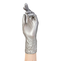 Adele, перчатки для маникюриста нитриловые (серебро, S), 50 пар