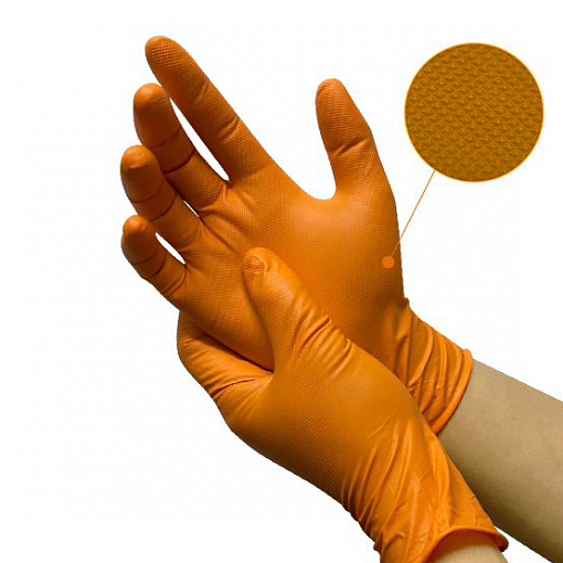 Archdale, перчатки защитные нитриловые неопуд. текстурированные IRONGRIP (оранжевые, L), 50 пар