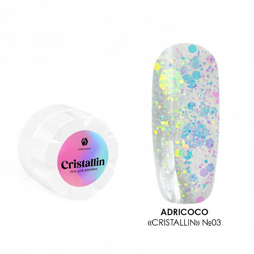 Adricoco, набор гель для дизайна ногтей "Cristallin" (4 оттенка по 5 мл)