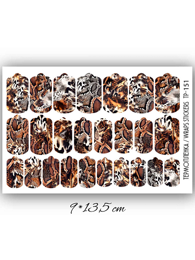 Anna Tkacheva, набор №48 наклейки пленки для дизайна ногтей (Цветы, змеиный и животный принт), 3 шт