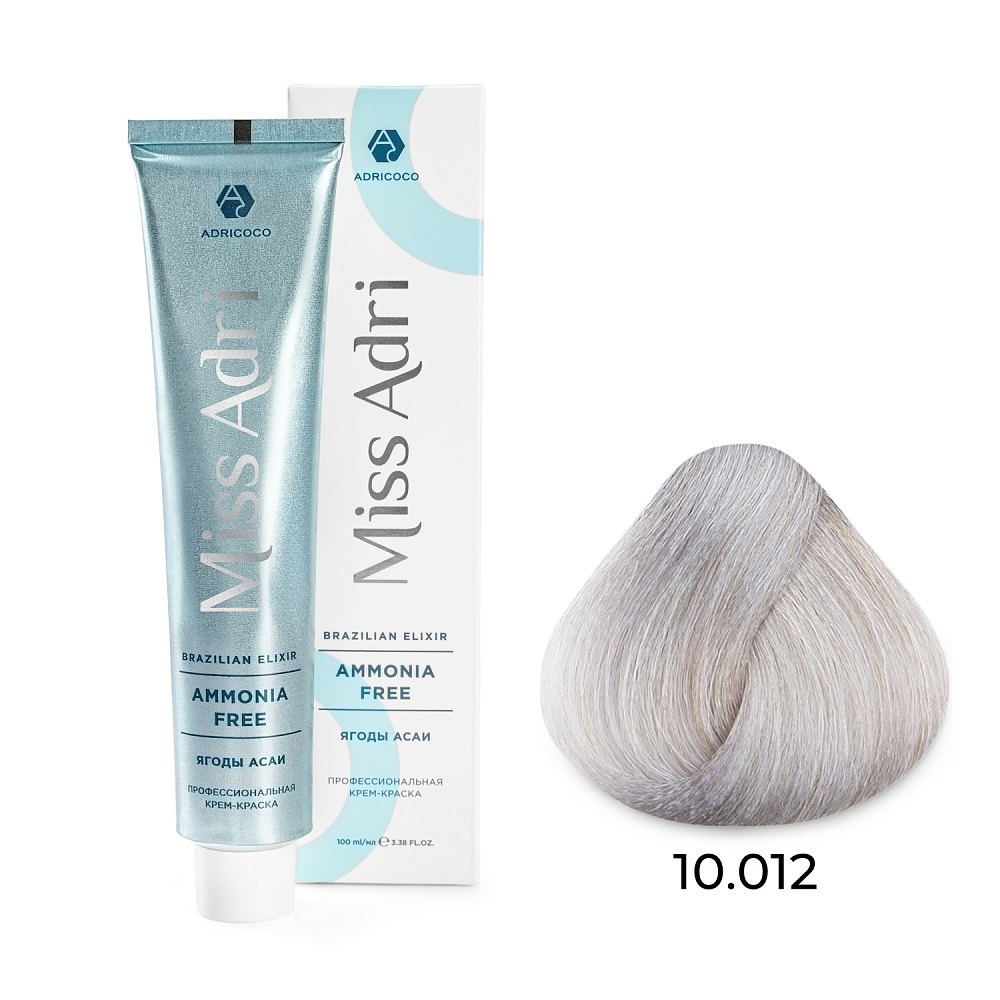 Adricoco, Miss Adri Brazilian Elixir Ammonia free - крем-краска для волос (оттенок 10.012), 100 мл
