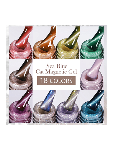 Born Pretty, Sea Blue Cat Magnetic Gel - светоотражающий магнитный гель-лак SB-11, 10 мл
