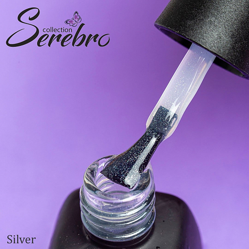 Serebro, "Серебряный дождь" Silver — топ для гель-лака без липкого слоя, 11 мл