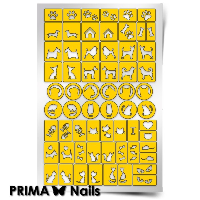 PrimaNails, Трафарет для дизайна ногтей (Кошки против собак)