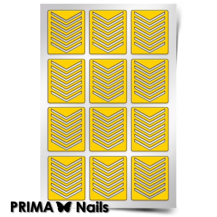 PrimaNails, Трафарет для дизайна ногтей (Принт «Шевроны средние»)