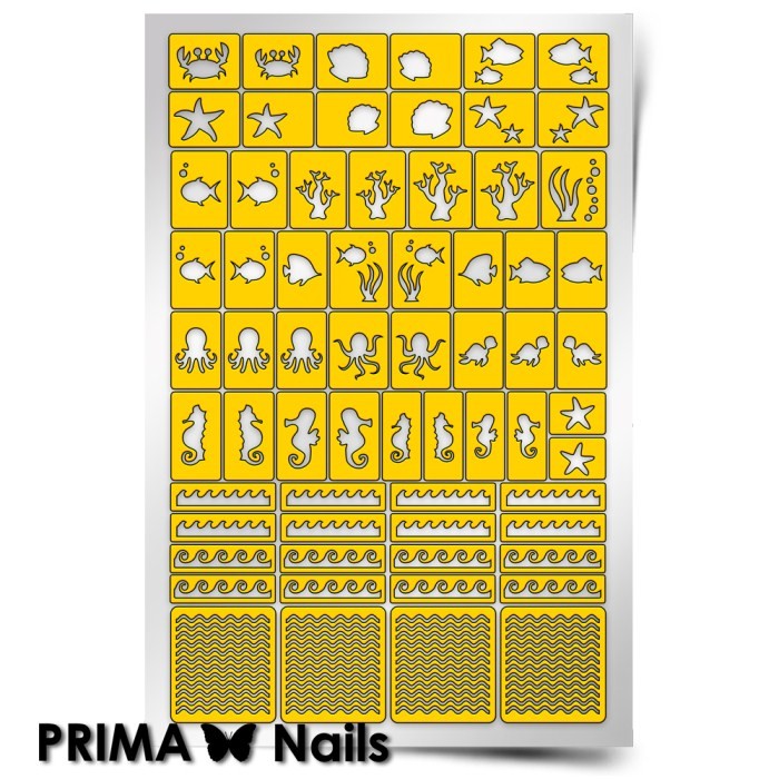 PrimaNails, Трафарет для дизайна ногтей (Морское дно)