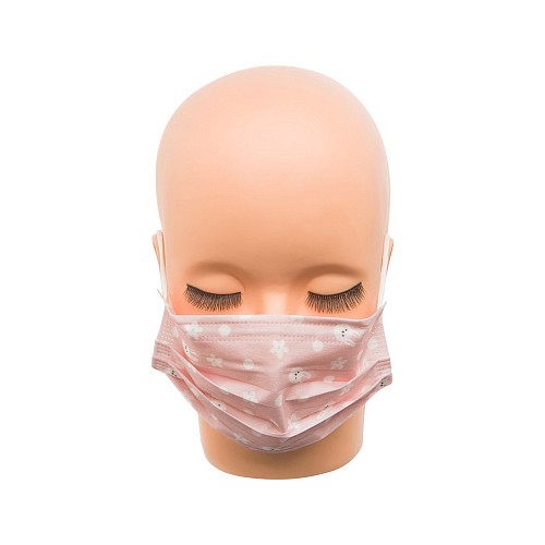Irisk, маска защитная для мастера маникюра трехслойная с принтом (розовая), 10 шт