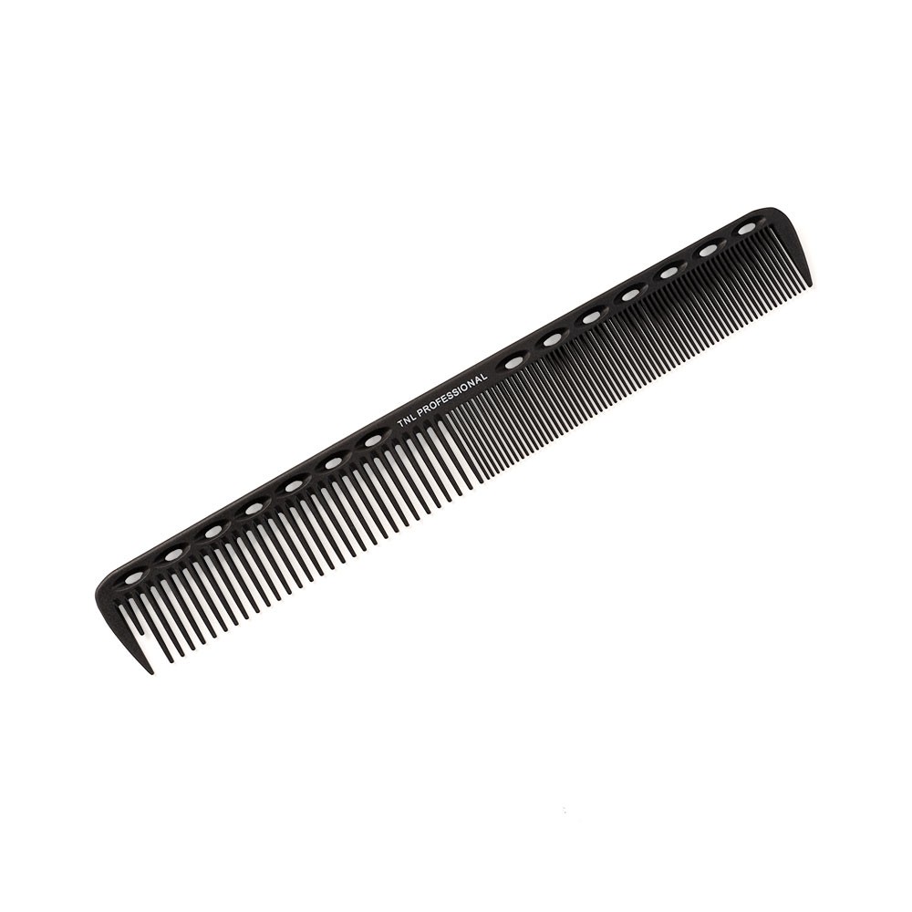 TNL, расческа для волос зауженная комбинированная карбон (черная, 180 мм)
