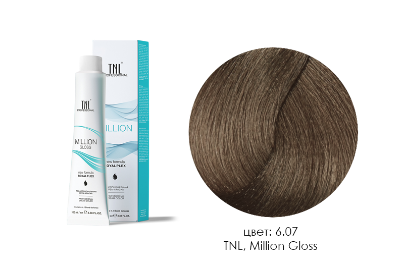 TNL, Million Gloss - крем-краска для волос (6.07 Темный блонд холодный), 100 мл