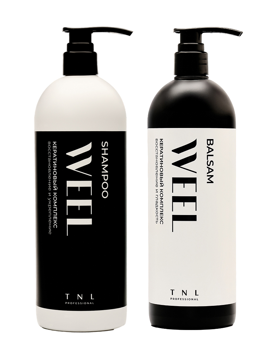 TNL, набор №213 шампунь и бальзам для волос кератиновый комплекс WEEL, 2 х 1000 мл