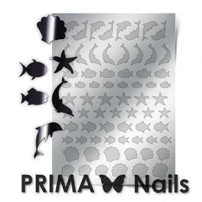 PrimaNails, Метализированные наклейки (SEA-004, серебро)
