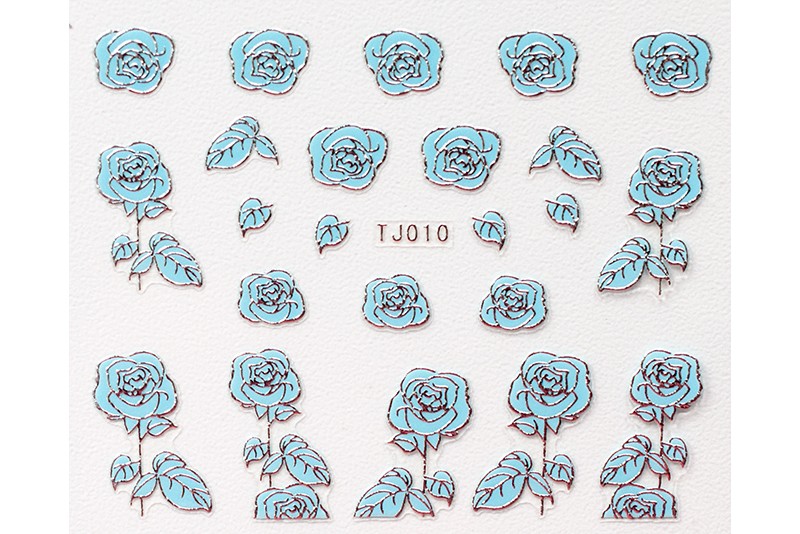 Объемные наклейки, голубой с серебром (tjbs010)