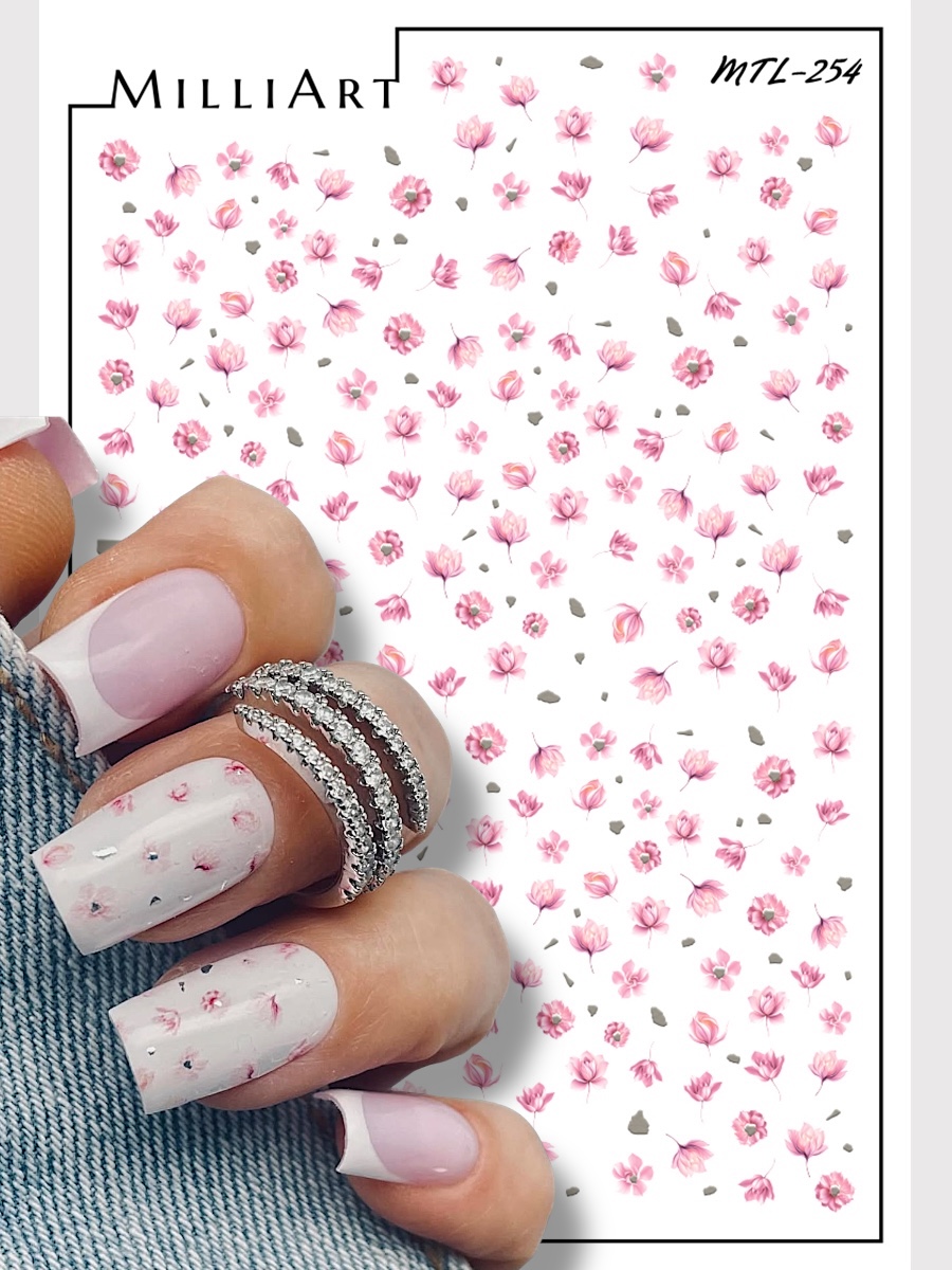 Дизайн ногтей. Товар: Anna Tkacheva, слайдер-дизайн MilliArt металлик MTL-254 (серебро)