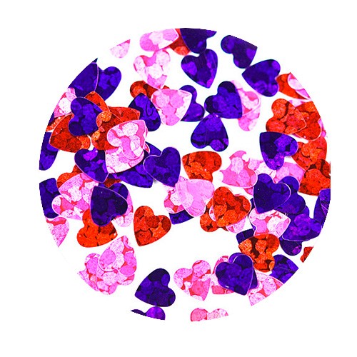 Patrisa Nail, камифубуки "Сердечки микс" (№К94 розовый, красный, фиолетовый голография), 5 гр