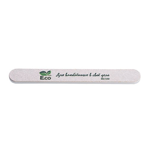 E.co Nails, пилка для ногтей с надписью прямая (80/100 белая)