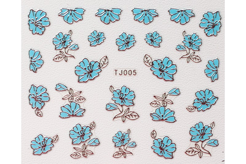Объемные наклейки, голубой с серебром (tjbs005)