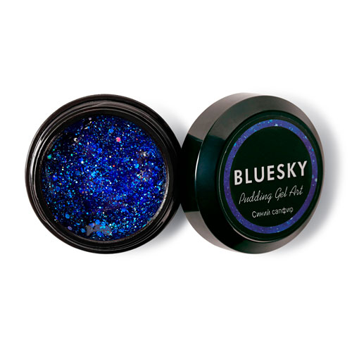 Bluesky, Pudding Gel ART - полигель с шиммером (Синий сапфир), 8 гр
