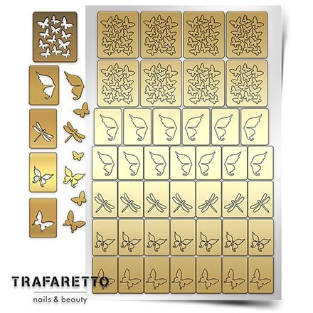 Trafaretto (Prima nails), трафарет для дизайна ногтей (Бабочки, стрекозки)