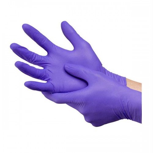 Estel, M’USE - перчатки нитриловые одноразовые с текстурой на пальцах (сиреневые, XS), 100 шт