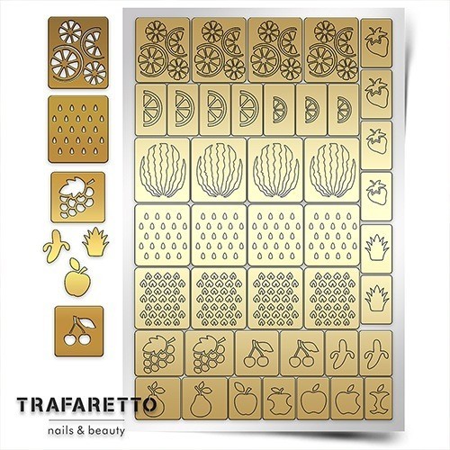Trafaretto (Prima nails), трафарет для дизайна ногтей (Фруктовый сад)