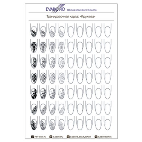 Irisk, тренировочная карта EVABOND для росписи ногтей, заламинированная (Кружева)