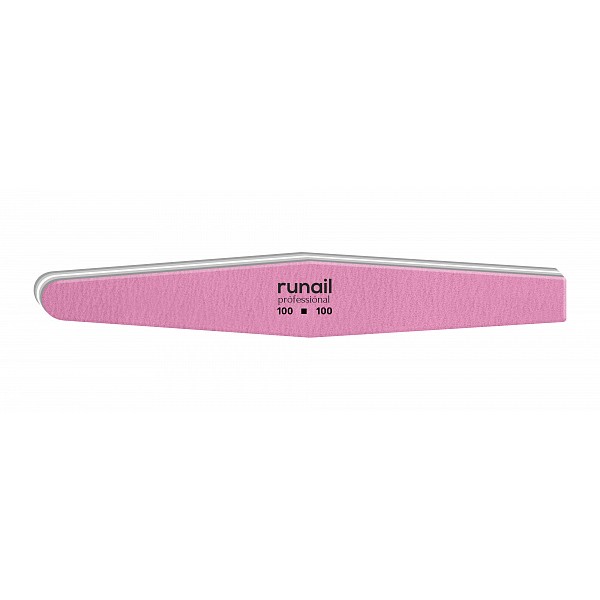 RuNail, пилка для искусственных ногтей (розовая, ромб, 100/100)