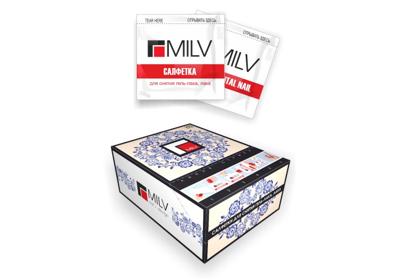Milv, салфетки для снятия гель-лака (Гжель/Хохлома), 200 шт