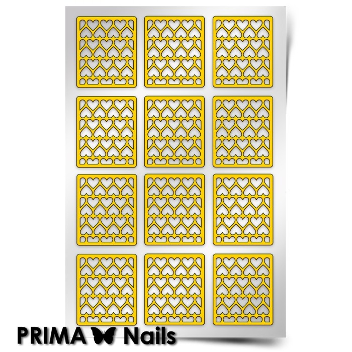 PrimaNails, Трафарет для дизайна ногтей (Принт «Сердца 3»)