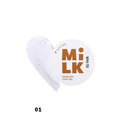 Milk, Modeling Cool Gel - бескислотный холодный гель для моделирования ногтей №01 (Fair), 15 гр