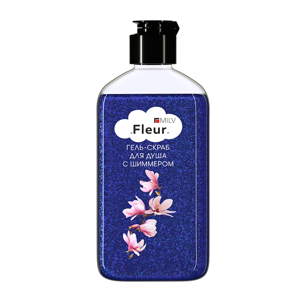 Milv, гель-скраб для душа с шиммером "FLEUR", 340 мл