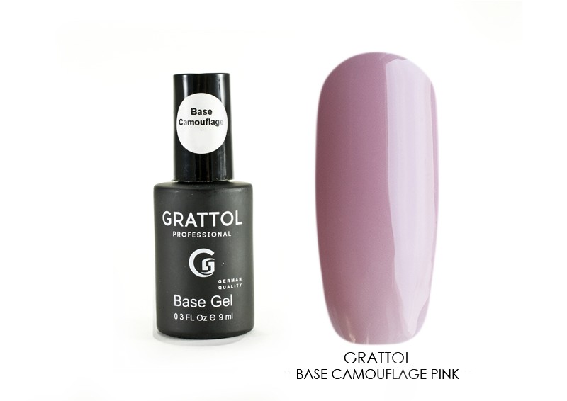 Grattol, Rubber Base Camouflage Pink - база каучуковая камуфлирующая для гель-лака, 9 мл