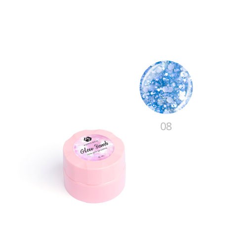 УЦЕНКА, Adricoco, Glow Bomb - гель для дизайна (№08 "Синий иней"), 6 мл