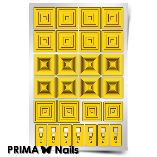 PrimaNails, Трафарет для дизайна ногтей (Геометрия. Квадраты)