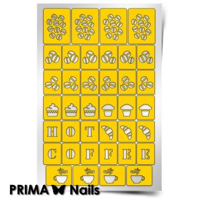 PrimaNails, Трафарет для дизайна ногтей (Кофейня)