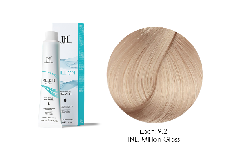 TNL, Million Gloss - крем-краска для волос (9.2 Очень светлый блонд фиолетовый), 100 мл
