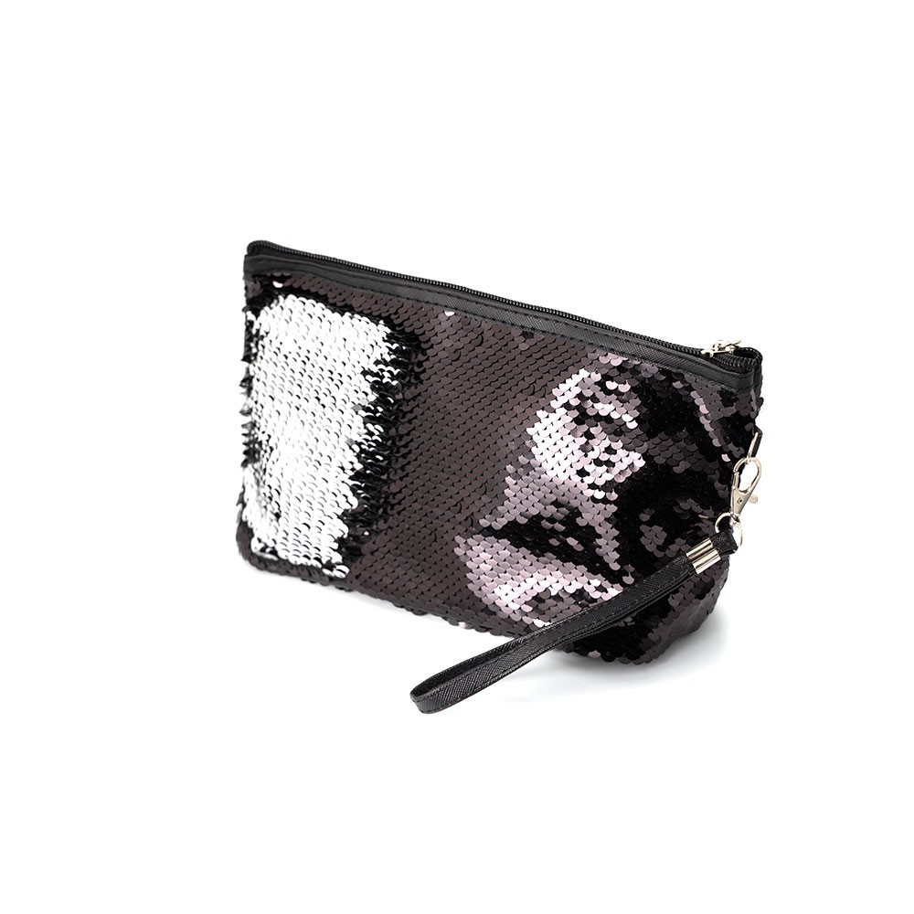 TNL, косметичка с пайетками "Русалка" прямоугольная (серебряный/черный)