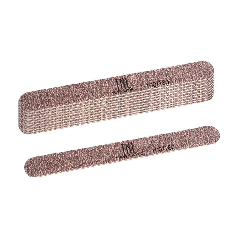 TNL, набор пилок для ногтей тонкая 100/180 улучшенное качество (деревян.основа, коричневые), 10 шт