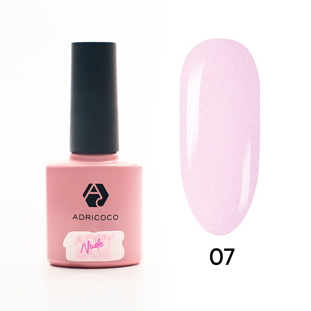 Adricoco, Adry Nude Base - жесткая база для гель-лака с шиммером №07, 8 мл Adricoco, Adry Nude Base - жесткая база для гель-лака с шиммером №07, 8 мл