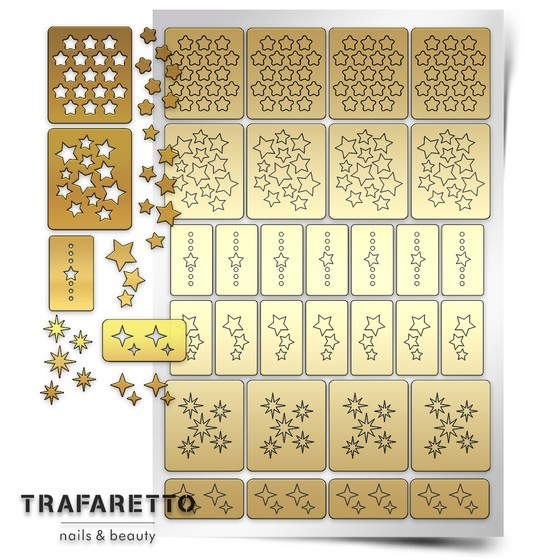 Trafaretto (Prima nails), трафарет для дизайна ногтей (Звезды)