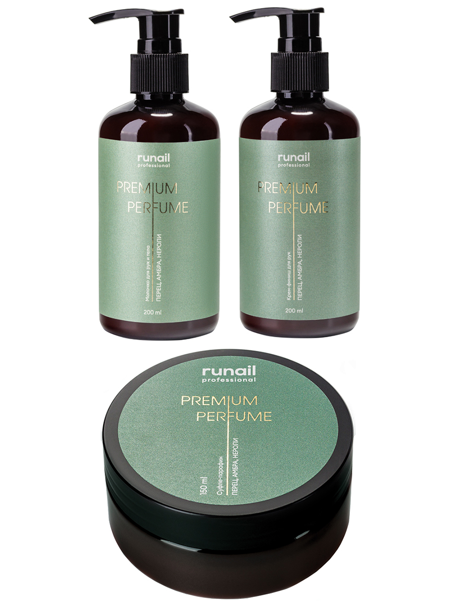 RuNail, набор №54 парфюмированный суфле-парафин, крем-финиш и молочко для рук и тела с мочевиной 10%