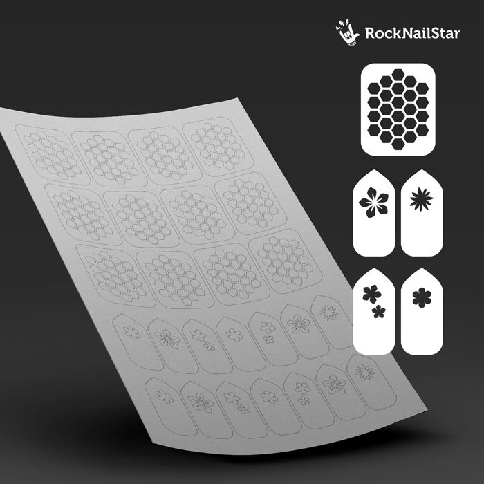 RockNailStar, Трафарет для дизайна ногтей (Мини соты)