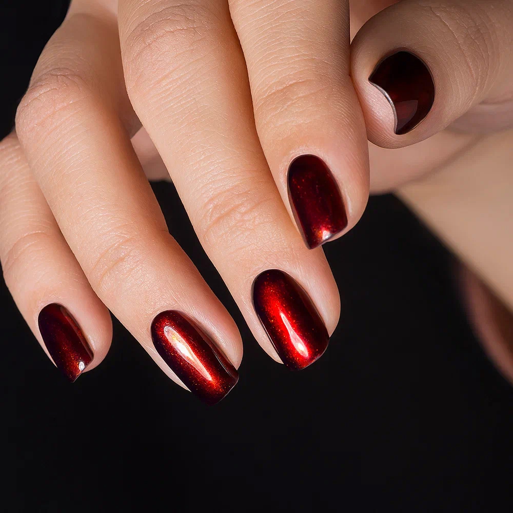 Дизайн ногтей. Товар: I am, витражный топ для гель-лака без л/с №25 (Red Glass), 9 мл