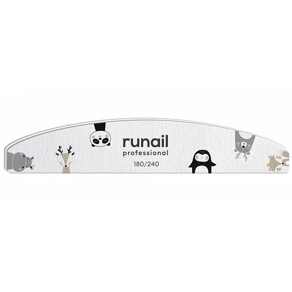 Runail, пилка для ногтей "Лесные звери" (белая, полукруг, 180/240)